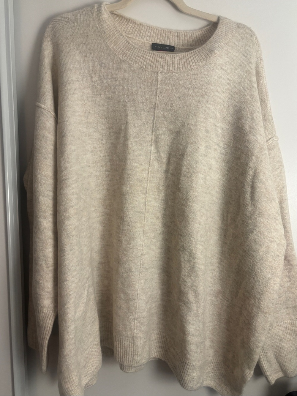 Vince Camuto Neutral Tunic Style Crewneck Sweater - Beige